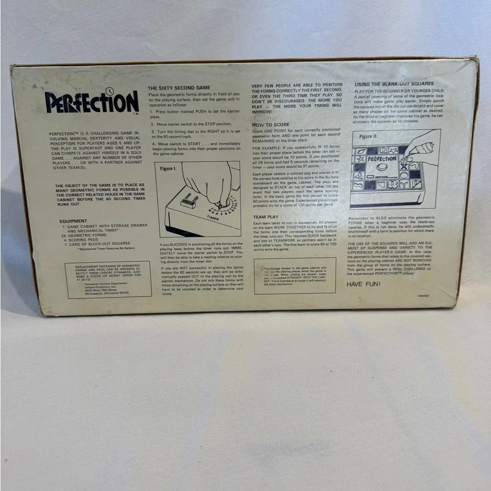 PERFECTION Vintage 1973 Lakeside Game w/Original Box -TESTED AND WORKS